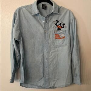 Warner Bros‎ Studio Light Blue Denim Shirt with Embroidered Design